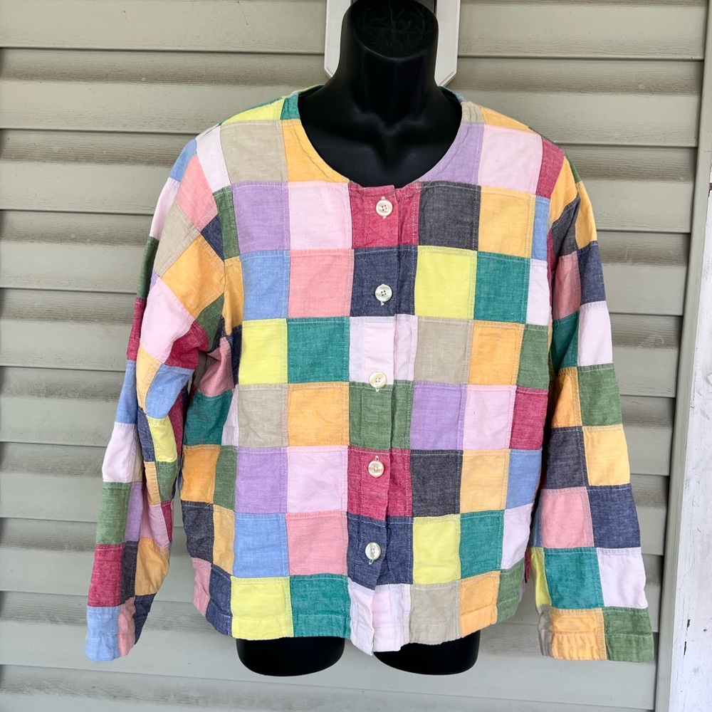 Vintage Orvis Jacket Womens Sz 20 Colorful Patchwork Button Up